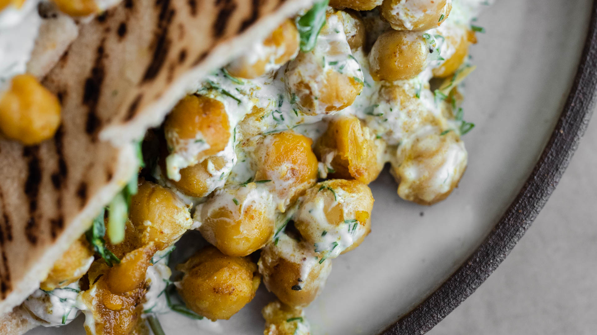 Stuffed Pita Recipe With Tandoori Mayo Chickpeas, Pickled Onions and Vegetables