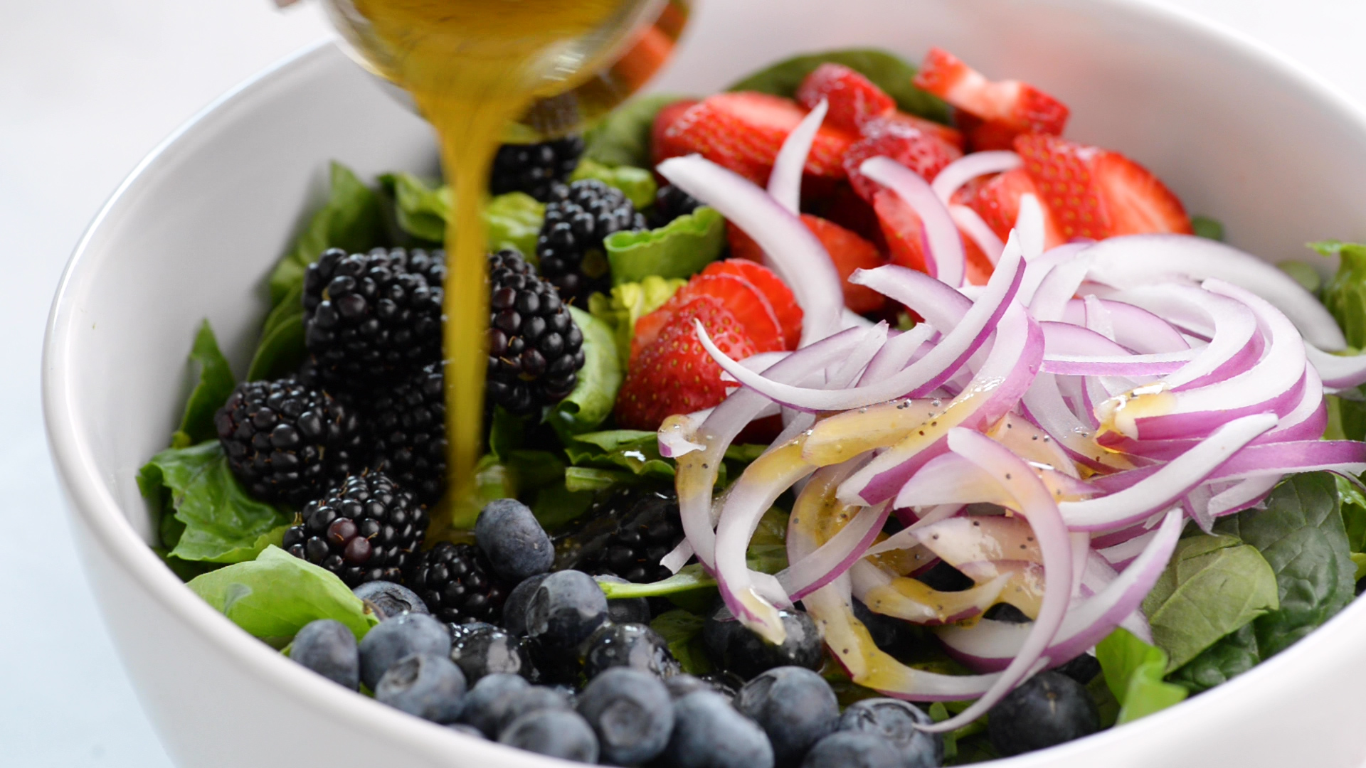 sachin and babi light blue dress Berry Salad with Honey Poppy Seed Dressing